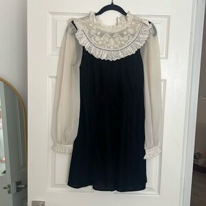 White collar Holliday Dress black